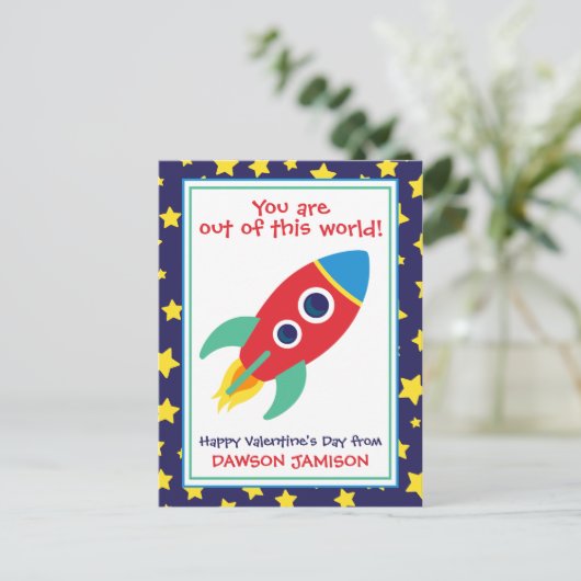 Rocket & Stars gepersonaliseerde Kaarten van Valen (Staand voorkant)