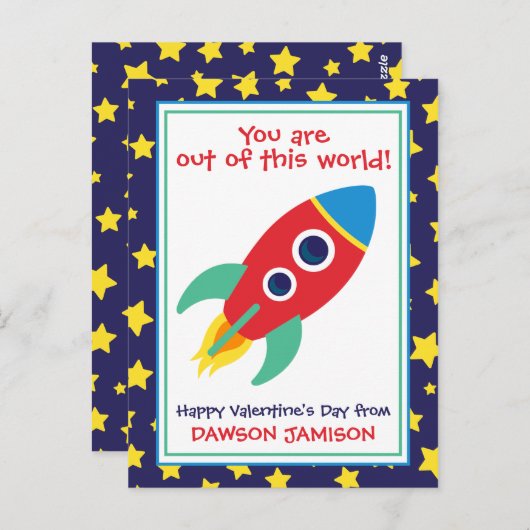 Rocket & Stars gepersonaliseerde Kaarten van Valen (Voorkant / Achterkant)
