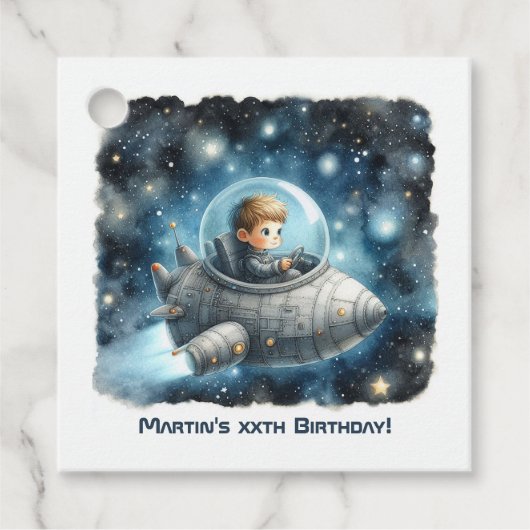 Rocket Toddler Space thema Verjaardagsfeestje Bedankjes Labels (Voorkant)