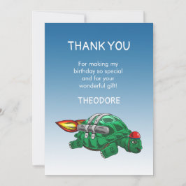 Rocket Turtle Verjaardag Dank u kaart
