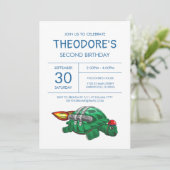 Rocket Turtle Verjaardag uitnodiging (Staand voorkant)