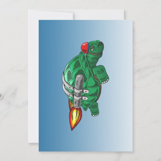 Rocket Turtle Verjaardag uitnodiging (Achterkant)