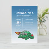 Rocket Turtle Verjaardagsuitnodiging Kaart (Staand voorkant)