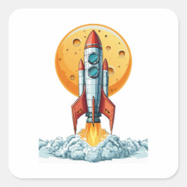 rocket vierkante sticker