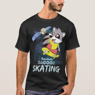 Rocket Wasbeer Skatende Cute Ruimte Gamer T-Shirt