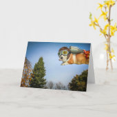 Rocketeer Corgi Gezegde Hallo Kaart (Gele Bloem)