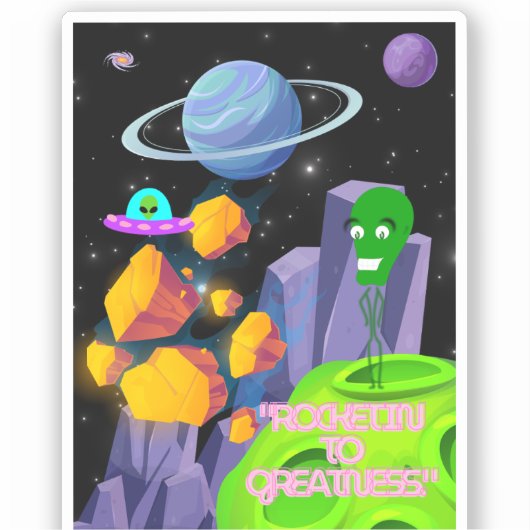 ROCKETING NAAR GROOTHEID STICKER (Voorkant)