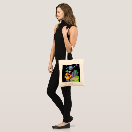 ROCKETING NAAR GROOTHEID TOTE BAG (Voorkant (model))