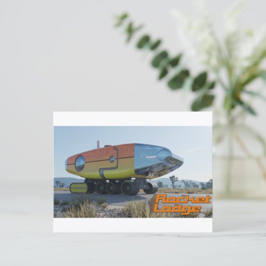 RocketLodge 3D Desert Road & Logo - Briefkaart (Staand voorkant)