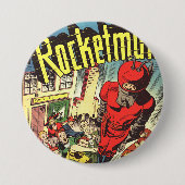 Rocketman  strips ronde button 7,6 cm (Voorkant)