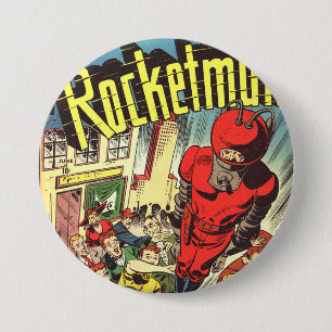 Rocketman strips ronde button 7,6 cm