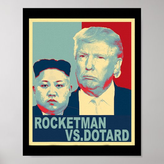 Rocketman Vs De Dotard Kim Jong Un Grappig Trump M Poster (Voorkant)