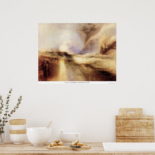 Rockets en blauwe lichten van Joseph Mallord Turne Poster (Keuken)