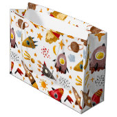Rockets & Meteors Pattern Gift Bag Groot Cadeauzakje (Voorkant Gekanteld)