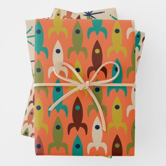 Rockets voor atoomtijdperken en middelgrote storme inpakpapier vel (In situ)