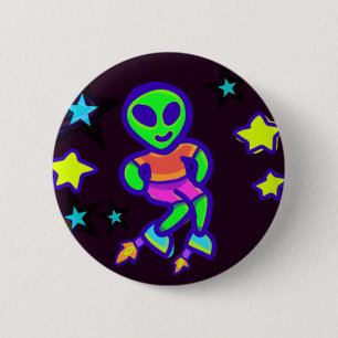 Rocketschoenen Alien Kind Buitenaardse Wezens In D Ronde Button 5,7 Cm