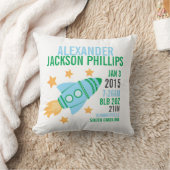 Rocketship Birth Announcement Nursery Pillow Kussen (Deken)