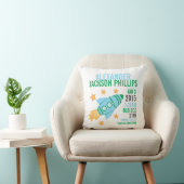 Rocketship Birth Announcement Nursery Pillow Kussen (Stoel)