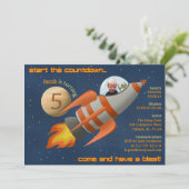 Rocketship Birthday Invitation Kaart (Staand voorkant)