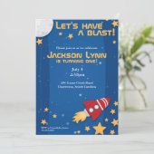 Rocketship Birthday Invitation Kaart (Staand voorkant)