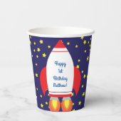 Rocketship Buitenspace Cute Kind Birthday Papieren Bekers (Achterkant)