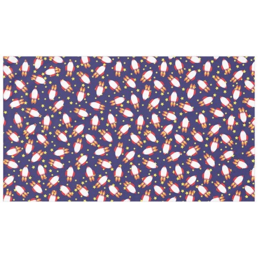 Rocketship Buitenspace Cute Kind Birthday Tafelkleed (Voorkant (Horizontaal))