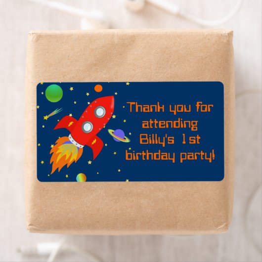 Rocketship Gift Favor Label (Insitu)
