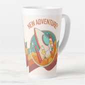 Rocketship nieuw avontuur latte mok (Rechterhoek)