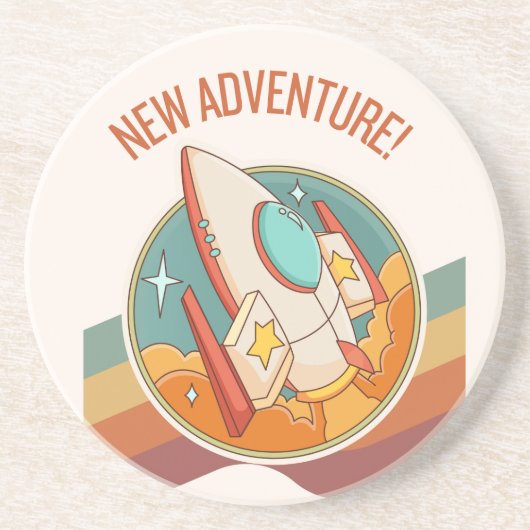 Rocketship nieuw avontuur zandsteen onderzetter (Voorkant)