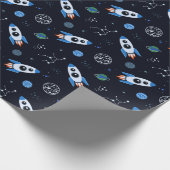 Rocketship Patroon Wrapping Papier (Hoek)