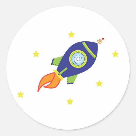 Rocketship Ronde Sticker (Voorkant)