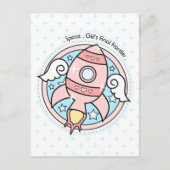 Rocketship roze Girl Briefkaart (Voorkant)