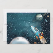 Rocketship Space Adventure Jongen Verjaardag Kaart (Achterkant)