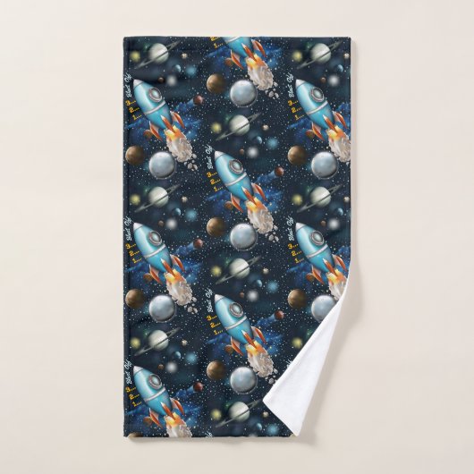 Rocketship Space Adventure Personaliseren Bad Handdoek (Handdoek)