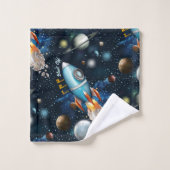 Rocketship Space Adventure Personaliseren Bad Handdoek (Wasdoekje)