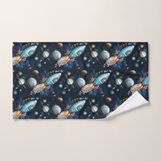 Rocketship Space Adventure Personaliseren Bad Handdoek (Handdoek)