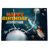 Rocketship Space Adventure Verjaardag Groot Cadeauzakje (Voorkant)