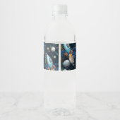 Rocketship Space Adventure Verjaardag Waterfles Etiket (Achterkant)