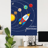 Rocketship Space Astronaut, zonneboogsystemen Poster (Thuiskantoor)