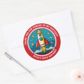 Rocketship Verjaardag dank u Ronde Sticker (Envelop)