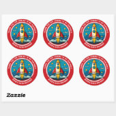 Rocketship Verjaardag dank u Ronde Sticker (Vel)