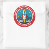 Rocketship Verjaardag dank u Ronde Sticker (Tas)