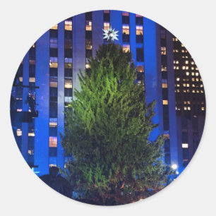 Rockfeller Center Kerstboom NYC Foto Ronde Sticker