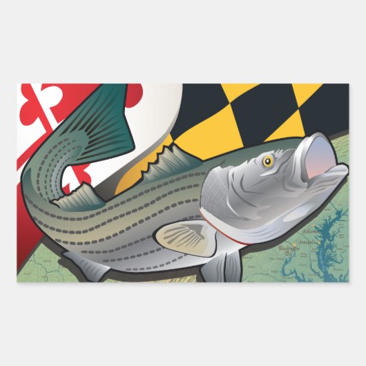 Rockfish van de burger van Maryland Rechthoekige Sticker (Voorkant)