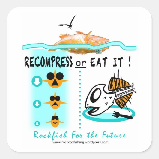 Rockfish vissen stickers, opnieuw drukken of eten vierkante sticker (Voorkant)