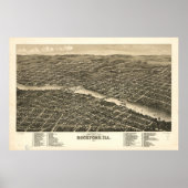 Rockford Illinois 1880 Antiek Panoramic Map Poster (Voorkant)