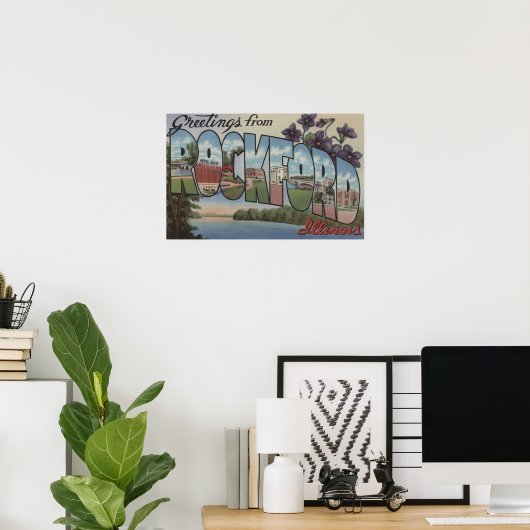 Rockford, Illinois - grote letterscènes Poster (Thuiskantoor)