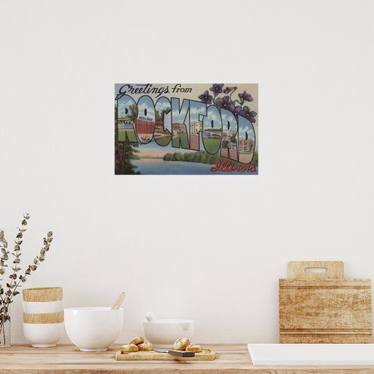 Rockford, Illinois - grote letterscènes Poster (Keuken)