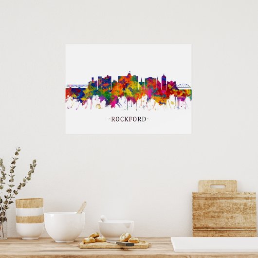 Rockford Illinois Skyline Poster (Keuken)