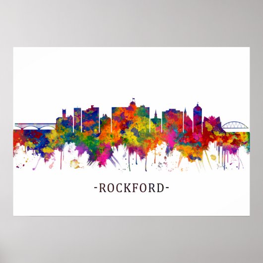 Rockford Illinois Skyline Poster (Voorkant)